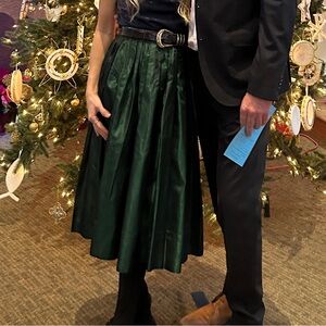 Vintage girls emerald taffeta holiday skirt 1980s